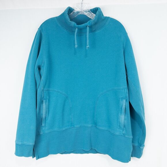 Duluth Trading Co Souped Up Funnel Neck Sweatshirt Womens Large Teal Blue 29715 - Picture 1 of 16